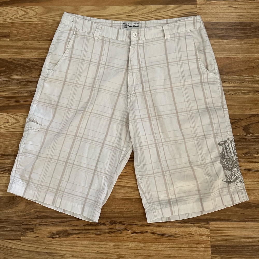 Eddie Domani Mens casual Bermuda Shorts Size 38 beige Plaid